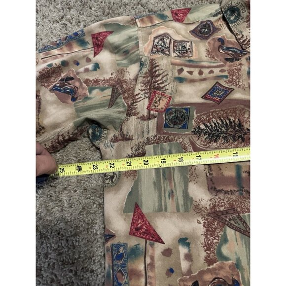 Vintage COLOURS ALEXANDER Brown Button Up Shirt Duck Print Outdoor Hunting M - Picture 6 of 8